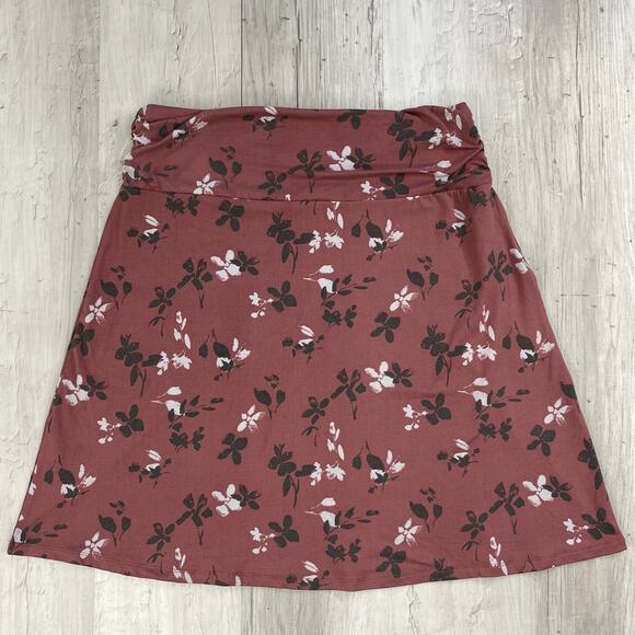 North River Outfitters Mauve Floral Ruched Stretch Flowy Cottage Fairy Skirt - Picture 1 of 7